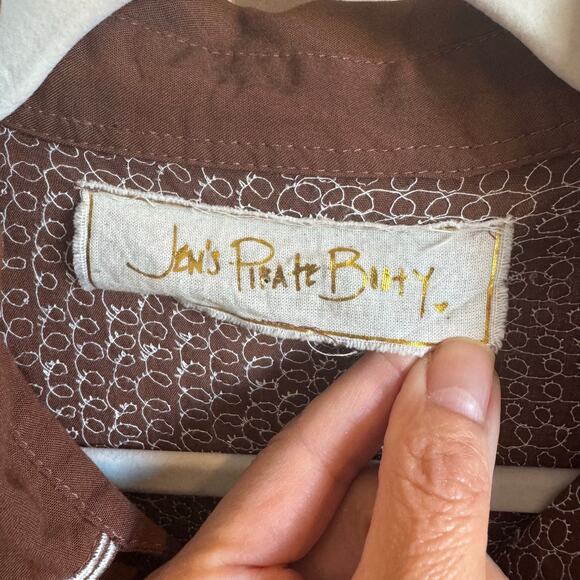 Jen’s Pirate Booty Western Rose Embroidered Blouse Brown Ivory NWOT Small - Picture 3 of 8